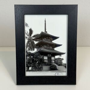 Framed B&W Photo Lahaina Jodo Mission Maui Artist Signed Darkroom Printed